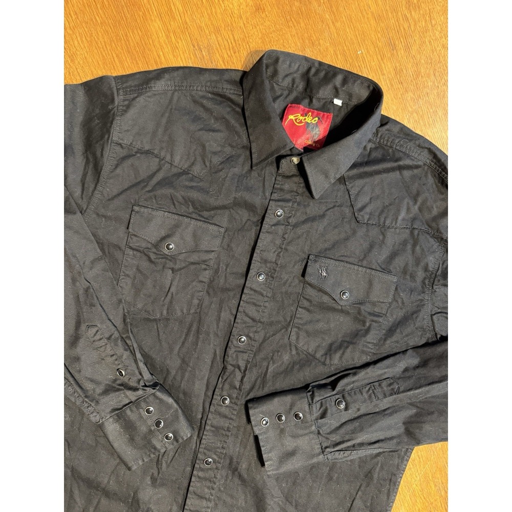 Rodeo Clothing Co‎ Western Pearl Snap Shirt Mens XL Black Cowboy Ranchwear